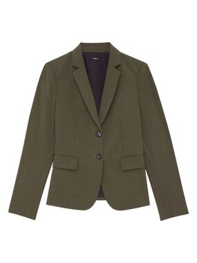 NWT Theory Carissa Stretch Wool Classic Suit Jacket in Dark Olive Size 8